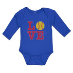Long Sleeve Bodysuit Baby Love Sports Baseball Ball Boy & Girl Clothes Cotton