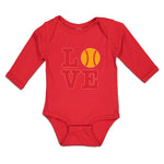 Long Sleeve Bodysuit Baby Love Sports Baseball Ball Boy & Girl Clothes Cotton