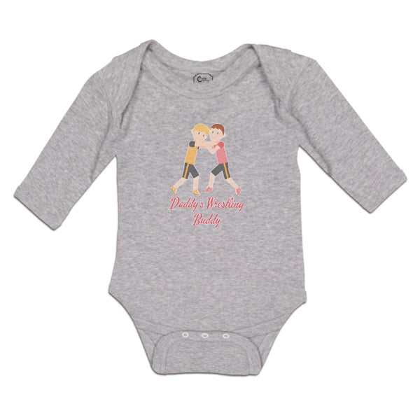 Long Sleeve Bodysuit Baby Daddy's Wrestling Buddy Sports Name Boys Fighting - Cute Rascals