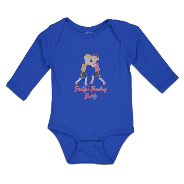 Long Sleeve Bodysuit Baby Daddy's Wrestling Buddy Sports Name Boys Fighting - Cute Rascals