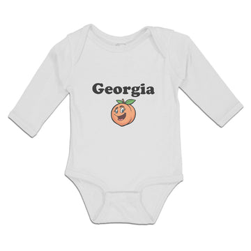 Long Sleeve Bodysuit Baby Georgia Country Name with Pumpkin Funny Face Cotton