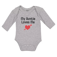 Long Sleeve Bodysuit Baby My Auntie Loves Me An Heart Symbol with Arrow Cotton