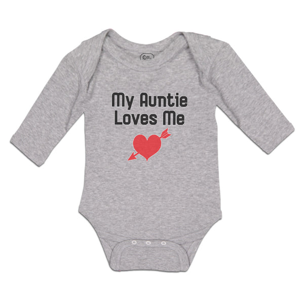 Long Sleeve Bodysuit Baby My Auntie Loves Me An Heart Symbol with Arrow Cotton