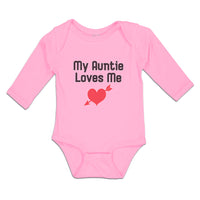 Long Sleeve Bodysuit Baby My Auntie Loves Me An Heart Symbol with Arrow Cotton