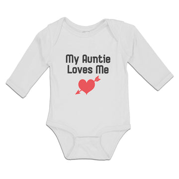 Long Sleeve Bodysuit Baby My Auntie Loves Me An Heart Symbol with Arrow Cotton