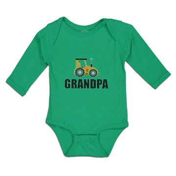 Long Sleeve Bodysuit Baby Grandpa's Vehicle Tractor with Wheel Cotton