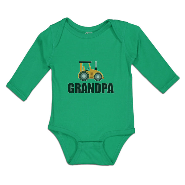 Long Sleeve Bodysuit Baby Grandpa's Vehicle Tractor with Wheel Cotton - Cute Rascals