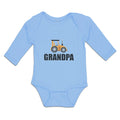Long Sleeve Bodysuit Baby Grandpa's Vehicle Tractor with Wheel Cotton
