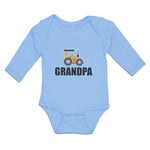 Long Sleeve Bodysuit Baby Grandpa's Vehicle Tractor with Wheel Cotton - Cute Rascals