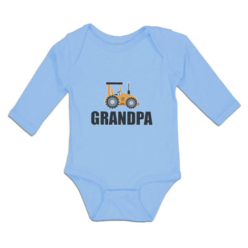 Long Sleeve Bodysuit Baby Grandpa's Vehicle Tractor with Wheel Cotton