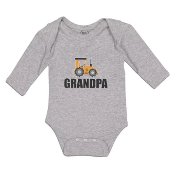 Long Sleeve Bodysuit Baby Grandpa's Vehicle Tractor with Wheel Cotton