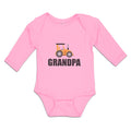 Long Sleeve Bodysuit Baby Grandpa's Vehicle Tractor with Wheel Cotton
