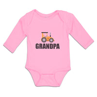 Long Sleeve Bodysuit Baby Grandpa's Vehicle Tractor with Wheel Cotton - Cute Rascals