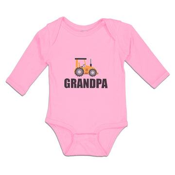 Long Sleeve Bodysuit Baby Grandpa's Vehicle Tractor with Wheel Cotton