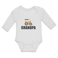 Long Sleeve Bodysuit Baby Grandpa's Vehicle Tractor with Wheel Cotton - Cute Rascals