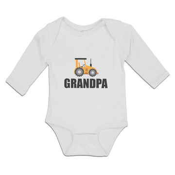 Long Sleeve Bodysuit Baby Grandpa's Vehicle Tractor with Wheel Cotton