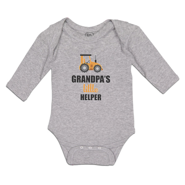 Long Sleeve Bodysuit Baby Grandpa's Little Helper Vehicle Tractor Cotton - Cute Rascals