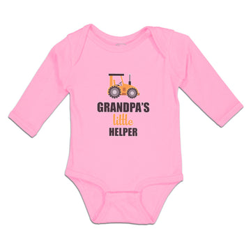Long Sleeve Bodysuit Baby Grandpa's Little Helper Vehicle Tractor Cotton