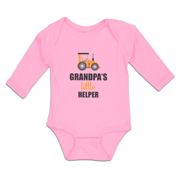 Long Sleeve Bodysuit Baby Grandpa's Little Helper Vehicle Tractor Cotton - Cute Rascals