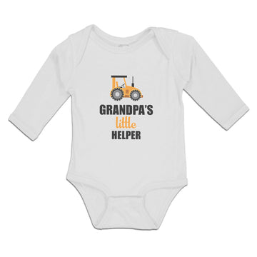 Long Sleeve Bodysuit Baby Grandpa's Little Helper Vehicle Tractor Cotton