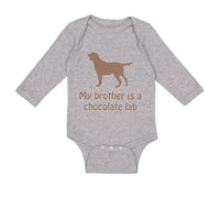 Long Sleeve Bodysuit Baby My Brother Is A Chocolate Lab Dog Lover Pet Cotton