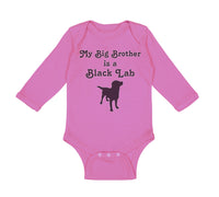 Long Sleeve Bodysuit Baby My Big Brother Is A Black Lab Dog Lover Pet Cotton