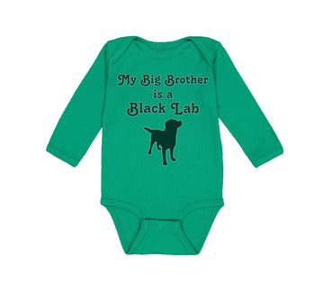 Long Sleeve Bodysuit Baby My Big Brother Is A Black Lab Dog Lover Pet Cotton