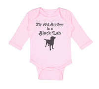 Long Sleeve Bodysuit Baby My Big Brother Is A Black Lab Dog Lover Pet Cotton