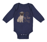 Long Sleeve Bodysuit Baby P Is for Pug Dog Lover Pet Animal B Boy & Girl Clothes