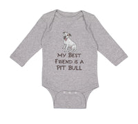 Long Sleeve Bodysuit Baby My Best Friend Is A Pit Bull Dog Lover Pet Cotton