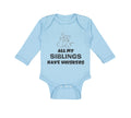 Long Sleeve Bodysuit Baby All My Siblings Have Whiskers Cat Lover Kitty Cotton