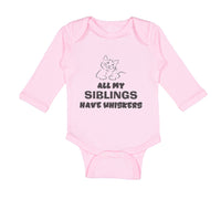 Long Sleeve Bodysuit Baby All My Siblings Have Whiskers Cat Lover Kitty Cotton - Cute Rascals