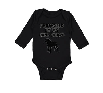 Long Sleeve Bodysuit Baby Protected by My Cane Corso Dog Lover Pet Cotton