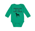 Long Sleeve Bodysuit Baby Protected by My Cane Corso Dog Lover Pet Cotton
