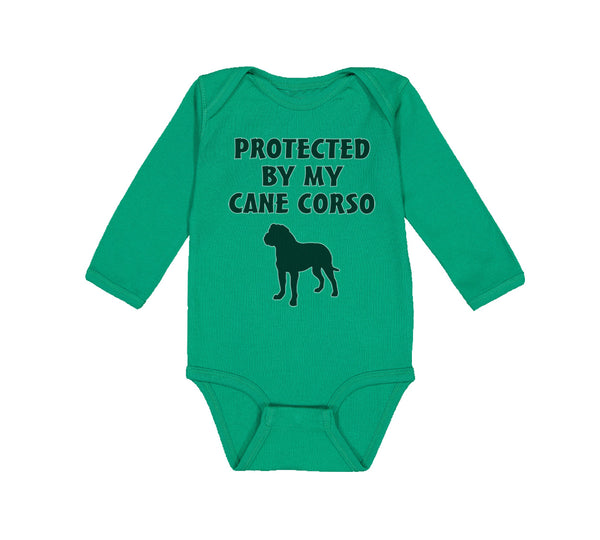 Long Sleeve Bodysuit Baby Protected by My Cane Corso Dog Lover Pet Cotton