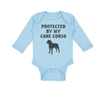 Long Sleeve Bodysuit Baby Protected by My Cane Corso Dog Lover Pet Cotton