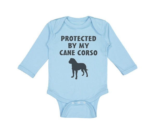 Long Sleeve Bodysuit Baby Protected by My Cane Corso Dog Lover Pet Cotton