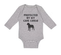 Long Sleeve Bodysuit Baby Protected by My Cane Corso Dog Lover Pet Cotton