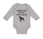 Long Sleeve Bodysuit Baby Protected by My Cane Corso Dog Lover Pet Cotton
