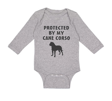 Long Sleeve Bodysuit Baby Protected by My Cane Corso Dog Lover Pet Cotton