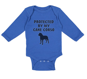 Long Sleeve Bodysuit Baby Protected by My Cane Corso Dog Lover Pet Cotton