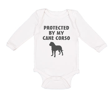 Long Sleeve Bodysuit Baby Protected by My Cane Corso Dog Lover Pet Cotton