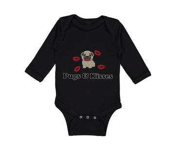 Long Sleeve Bodysuit Baby Pug and Kisses Dog Lover Pet Boy & Girl Clothes Cotton