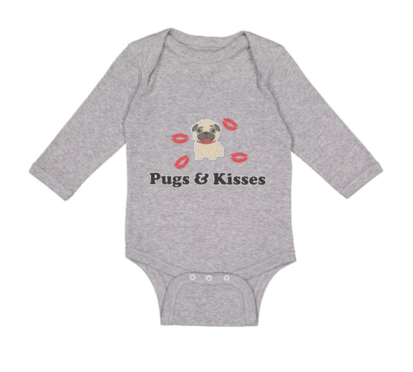 Long Sleeve Bodysuit Baby Pug and Kisses Dog Lover Pet Boy & Girl Clothes Cotton