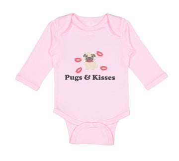 Long Sleeve Bodysuit Baby Pug and Kisses Dog Lover Pet Boy & Girl Clothes Cotton
