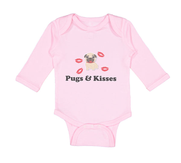 Long Sleeve Bodysuit Baby Pug and Kisses Dog Lover Pet Boy & Girl Clothes Cotton