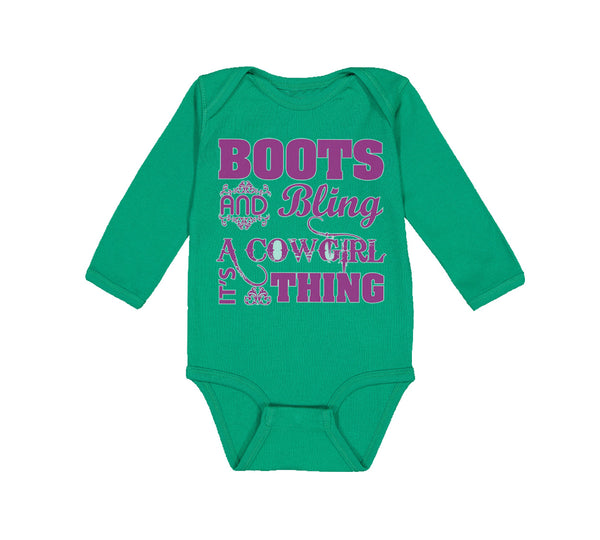 Long Sleeve Bodysuit Baby Boots and Bling Cowgirl Thing Western Cotton - Cute Rascals