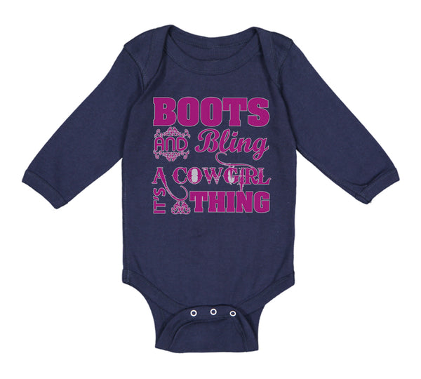 Long Sleeve Bodysuit Baby Boots and Bling Cowgirl Thing Western Cotton - Cute Rascals