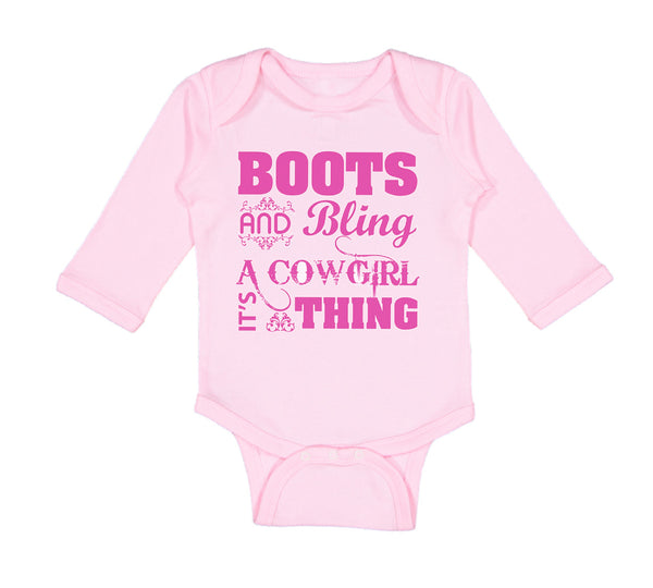 Long Sleeve Bodysuit Baby Boots and Bling Cowgirl Thing Western Cotton - Cute Rascals