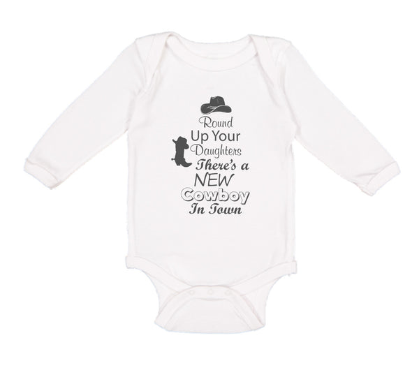 Long Sleeve Bodysuit Baby Round up Your Daughters There's A New Cowboy in Town